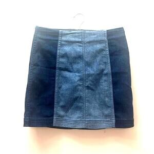 Free People patchwork two tone blue mini denim skirt , size 6